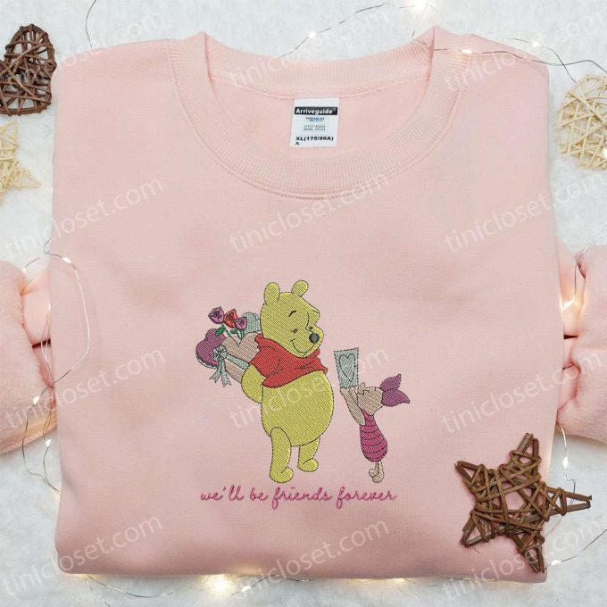 Disney Winnie The Pooh & Piglet Embroidered Shirt & Hoodie: Forever Friends Gift