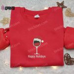 Santa Hat Embroidered Hoodie & Christmas T-shirt: Best Wine Glass Gift Ideas