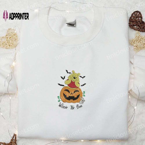 Winnie The Boo Pumpkin Embroidered Sweatshirt: Disney Characters Shirt Best Halloween Gift Ideas