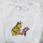 Winnie The Pooh & Piglet Halloween Embroidered Sweatshirt: Disney Cartoon Hoodie & Shirt