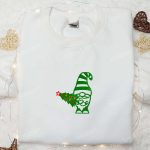 Winter Gnome Christmas Tree Embroidered T-shirt: Best Christmas Gift Idea for Festive Style