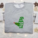 Winter Gnome Christmas Tree Embroidered T-shirt: Best Christmas Gift Idea for Festive Style