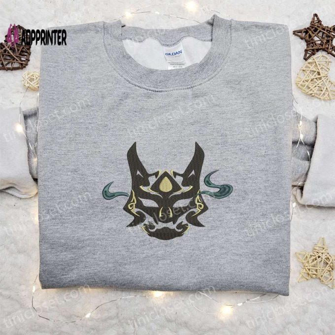 Xiao Yaksha Mask Embroidered Sweatshirt & Video Game Characters Hoodie – Best Family Gift Ideas