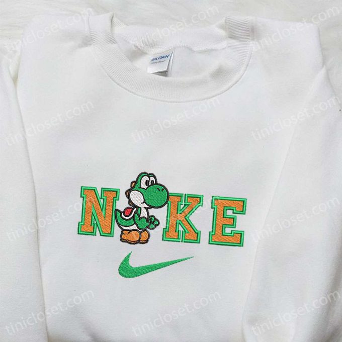 Yoshi x Nike Cartoon Embroidered Shirt Super Mario Hoodie & Custom T-shirt Nike Embroidery