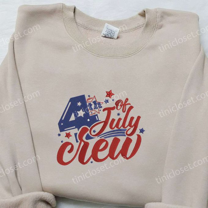 4th of July Crew Embroidered Shirt – Best Patriotic Shirts & National Day Gifts