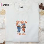 USA Food Party Embroidered Shirt: Funny Hot Dog Lover Gift for 4th of July & National Day