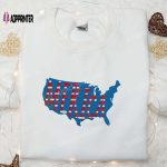 USA Map Embroidered Shirt Best 4th of July Patriotic Shirts & National Day Gifts