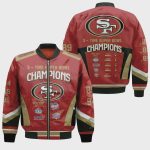 5 Times San Francisco 49ers All Prizes Team Logo Bomber Jacket – Red