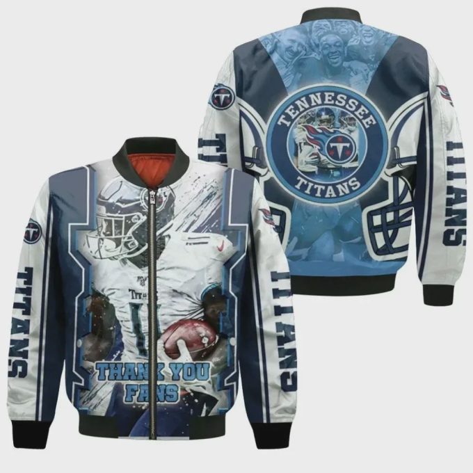 A.J Brown Tennessee Titans Afc South Logo Bomber Jacket – White And Blue