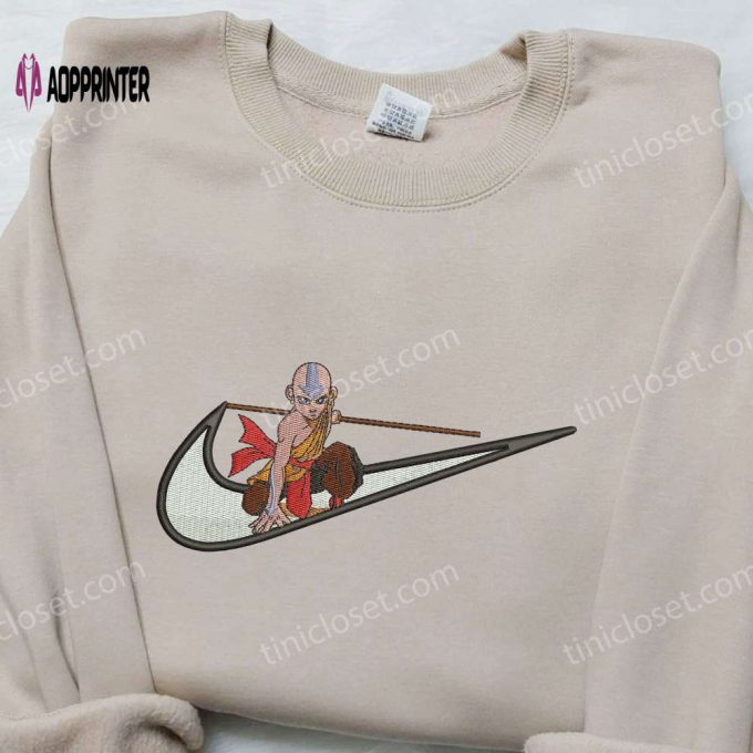 Aang x Nike Swoosh Embroidered Shirt: Avatar The Last Airbender & Cartoon Design