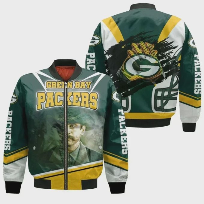 Aaron Rodgers Green Bay Packers Pattern Bomber Jacket – Green