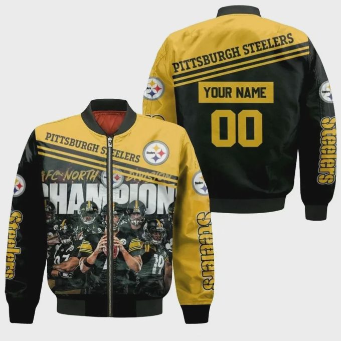 Afc North Division Pittsburgh Steelers Great Players Personalized Logo Bomber Jacket – Black And Yellow