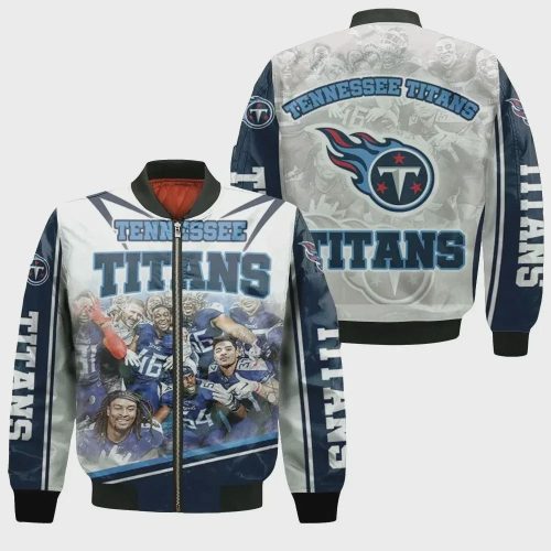 Afc South Division 2021 Tennessee Titans Logo Bomber Jacket – White And Blue