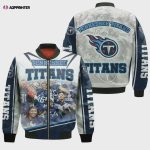 Afc South Division 2021 Tennessee Titans Logo Bomber Jacket – White And Blue