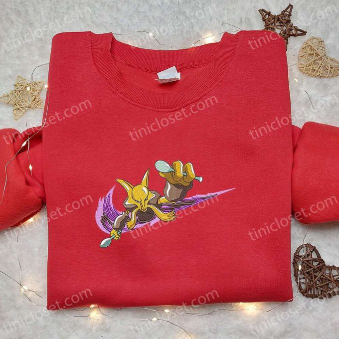 Alakazam x Nike Swoosh Anime & Pokemon Embroidered Shirts Nike Inspired Designs