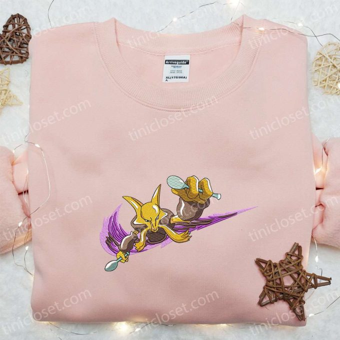 Alakazam x Nike Swoosh Anime & Pokemon Embroidered Shirts Nike Inspired Designs