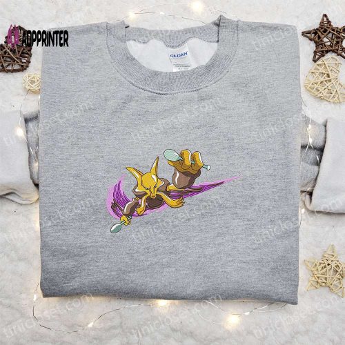 Alakazam x Nike Swoosh Anime & Pokemon Embroidered Shirts Nike Inspired Designs