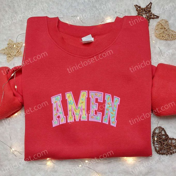 Unique Amen Easter Embroidered Shirt & Thanksgiving Hoodie – Perfect Holiday Gift Ideas