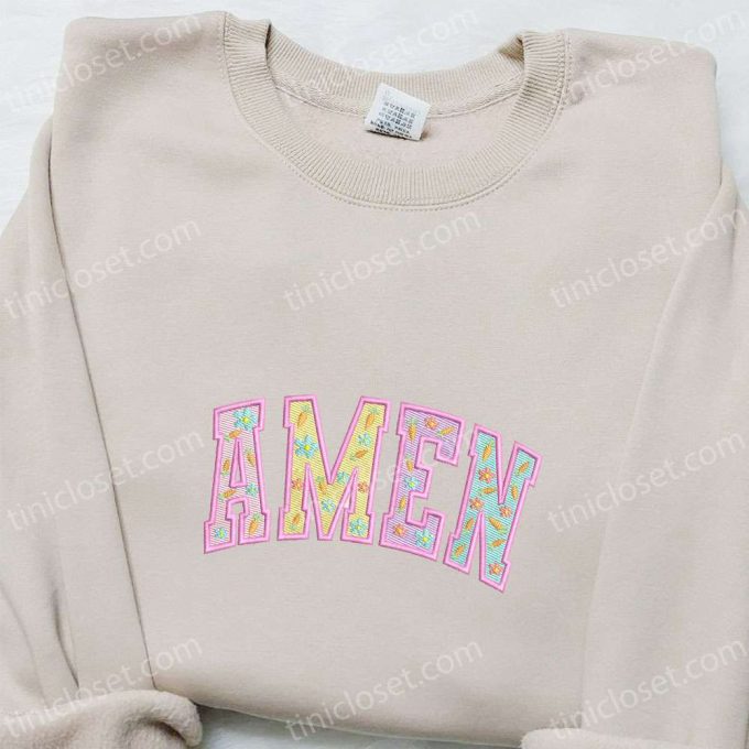 Unique Amen Easter Embroidered Shirt & Thanksgiving Hoodie – Perfect Holiday Gift Ideas