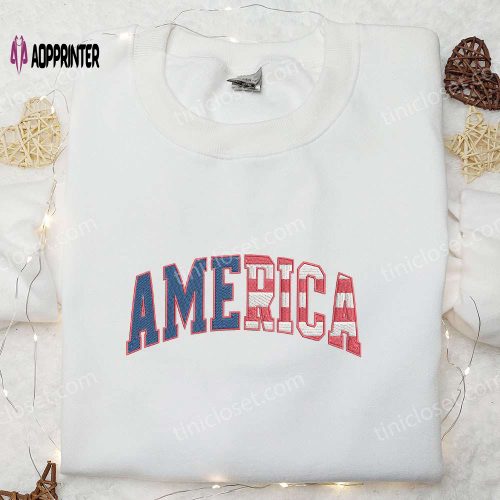 Show Your Patriotism with America Embroidered Shirt – Perfect National Day Gift!