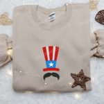 Show Your Patriotism with America Hat and Mustache Embroidered Shirt – Best National Day Gift