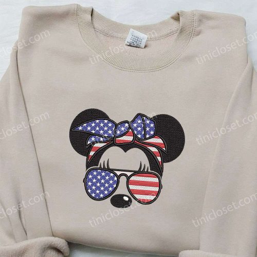 America Minnie Mouse Embroidered Shirt Disney Patriotic Shirts