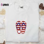 America Monogram Flip Flop Embroidered Shirt: Best Patriotic Shirts & National Day Gifts