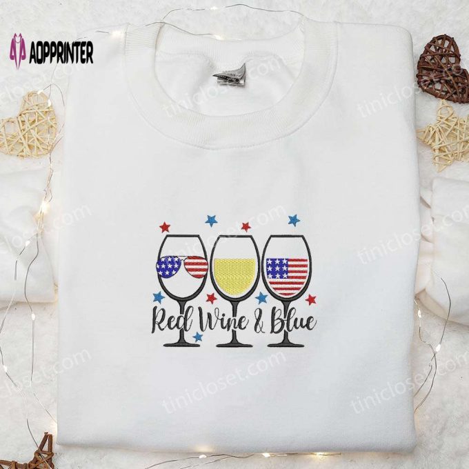 America Red White & Blue Wine Glass Shirt – Best Patriotic Shirts & National Day Gifts