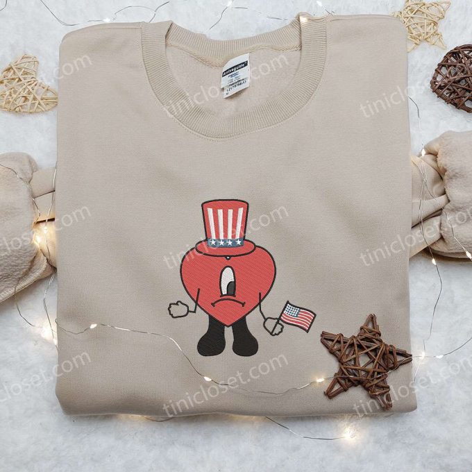 American Bad Bunny Embroidered Shirt: Best Patriotic Shirt for National Day Gifts