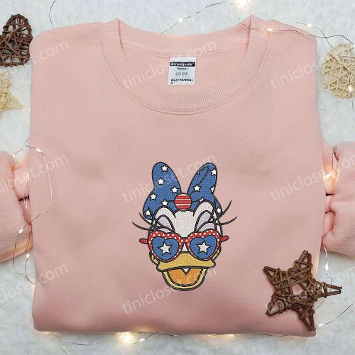 Disney Embroidered Shirt: American Daisy Duck Design Perfect National Day Gift