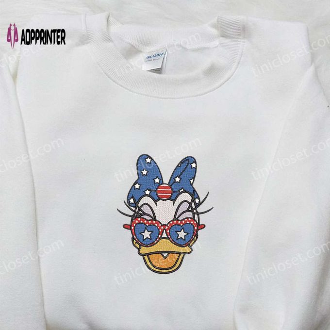 Disney Embroidered Shirt: American Daisy Duck Design Perfect National Day Gift