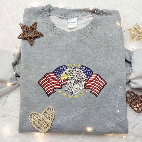 American Flag & Eagle Embroidered Shirt: Perfect National Day Gifts Best Patriotic Shirts