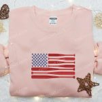 Show Your Patriotism with Embroidered American Flag Baseball Bat Shirt