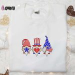 Show Your Patriotism with American Gnomes 4th of July Embroidered Shirt – Best Patriotic Shirts & National Day Gifts