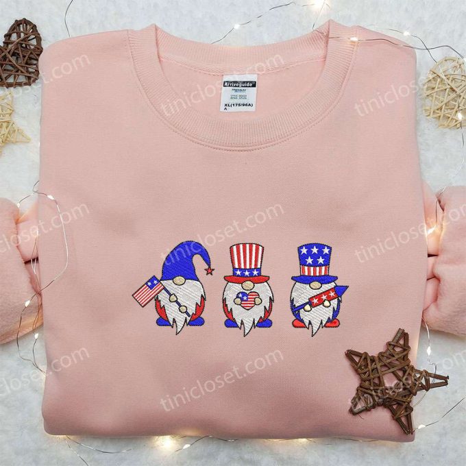 Shop American Gnomes 4th of July Embroidered Shirt – National Day Gifts Best Patriotic Shirts