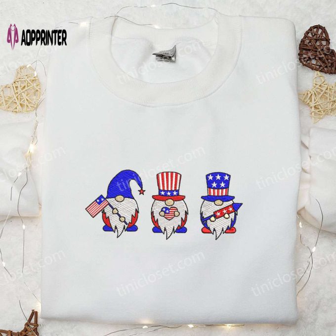 Shop American Gnomes 4th of July Embroidered Shirt – National Day Gifts Best Patriotic Shirts