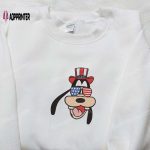 American Goofy 4th of July Embroidered Shirt: Best Patriotic Disney Shirt