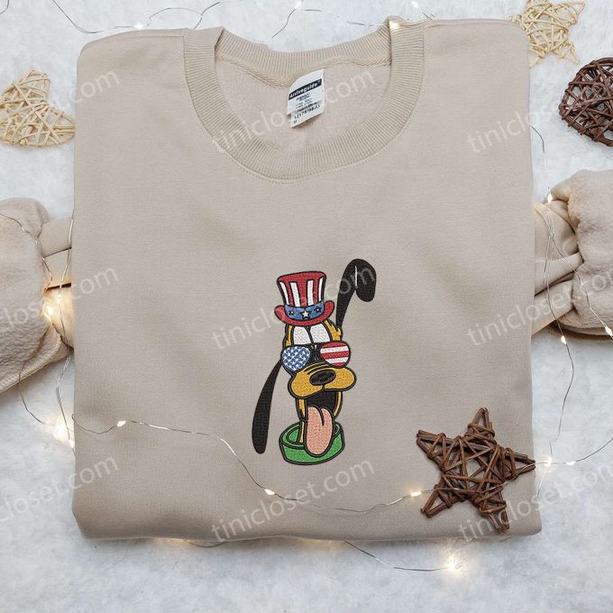 American Pluto Embroidered Shirt: Disney National Day Gifts with Glasses