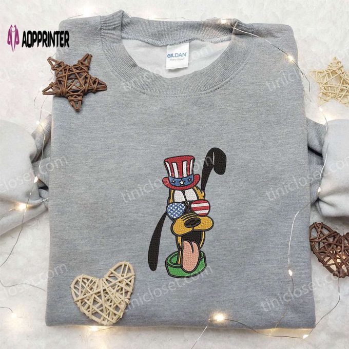 American Pluto Embroidered Shirt: Disney National Day Gifts with Glasses