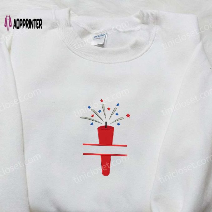 Get Festive with American Red Firecracker Embroidered Shirt – Top National Day Gift & Best Patriotic Shirt!