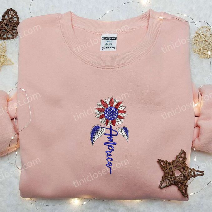 Shop the Best American Sunflower Embroidered Shirt – Perfect National Day Gift