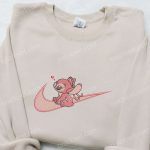 Disney Characters Embroidered Sweatshirt: Angel Love x Swoosh Cartoon Hoodie Perfect Valentine s Day Gift