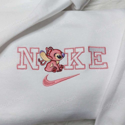 Angel Stitch Nike Embroidered Sweatshirt Lilo & Stitch Hoodie – Custom Nike Logo Shirt