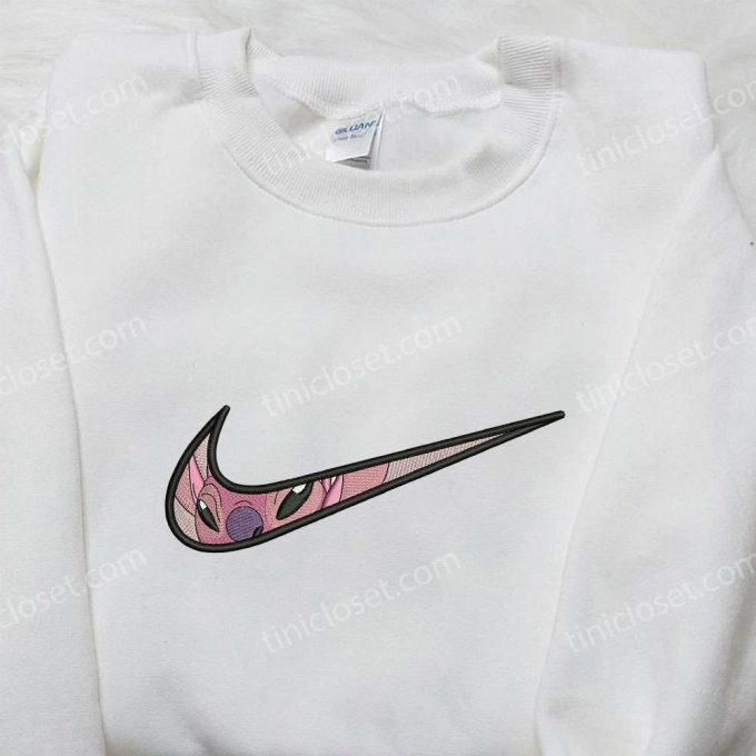 Angel x Nike Swoosh Embroidered Sweatshirt Lilo and Stitch Disney Shirt – Nike Inspired & Unique