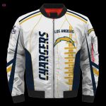 Angeles Chargers Pattern Bomber Jacket – White