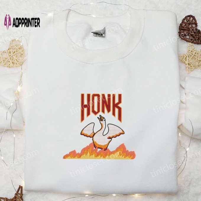 Angry Silly Goose Honk Embroidered Shirt – Funny Animal Design