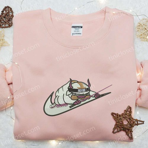 Anime-inspired Appa x Nike Hoodie & Embroidered Shirts: Avatar & Nike Swoosh Design