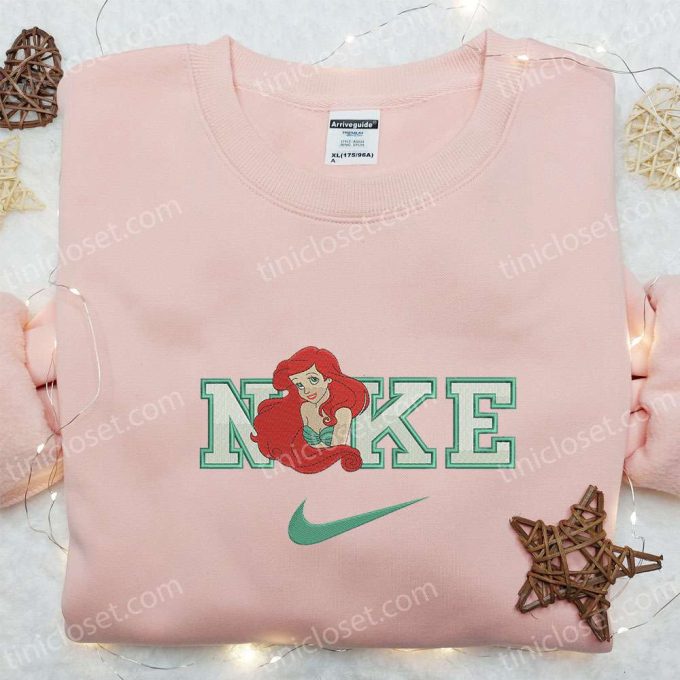 Ariel x Nike Cartoon Embroidered Shirt: The Little Mermaid Inspired Nike Tee