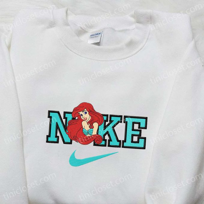 Ariel x Nike Cartoon Embroidered Shirt – The Little Mermaid Inspired Nike Tee