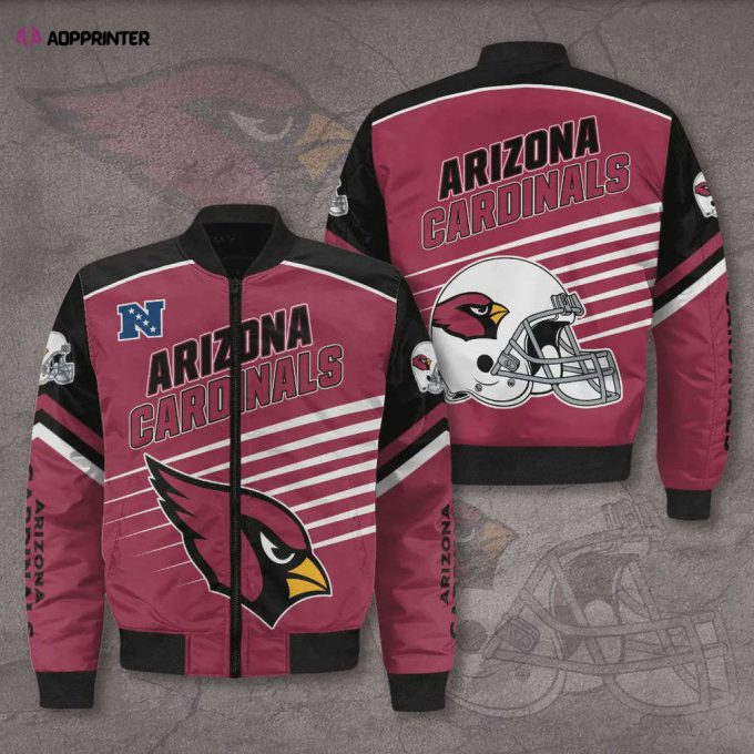 Arizona Cardinals 3D Logo Pattern Bomber Jacket – Red And Black